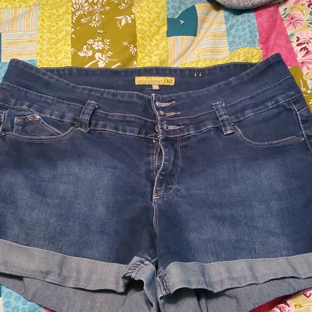 Jean button fly shorts